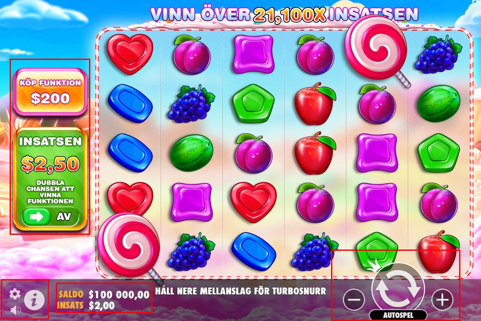 Slots maskinens gränssnitt